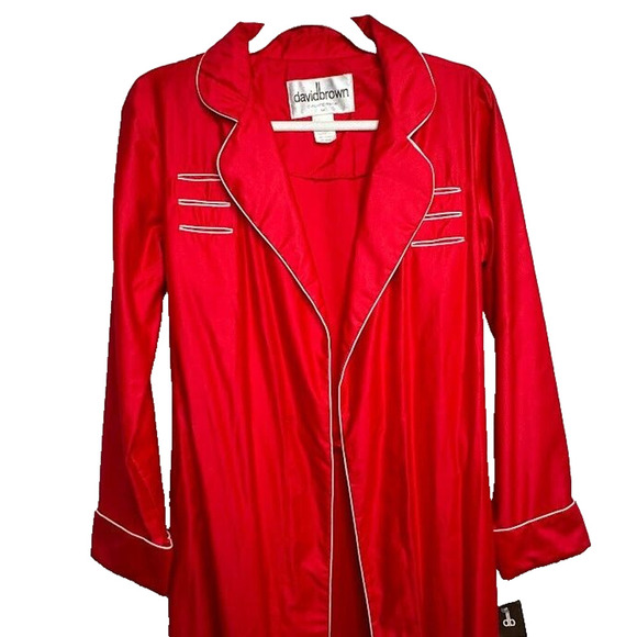 Womens Vintage 70s 80s David Brown California Red Robe Size M Pockets Belt NWT - Picture 2 of 8